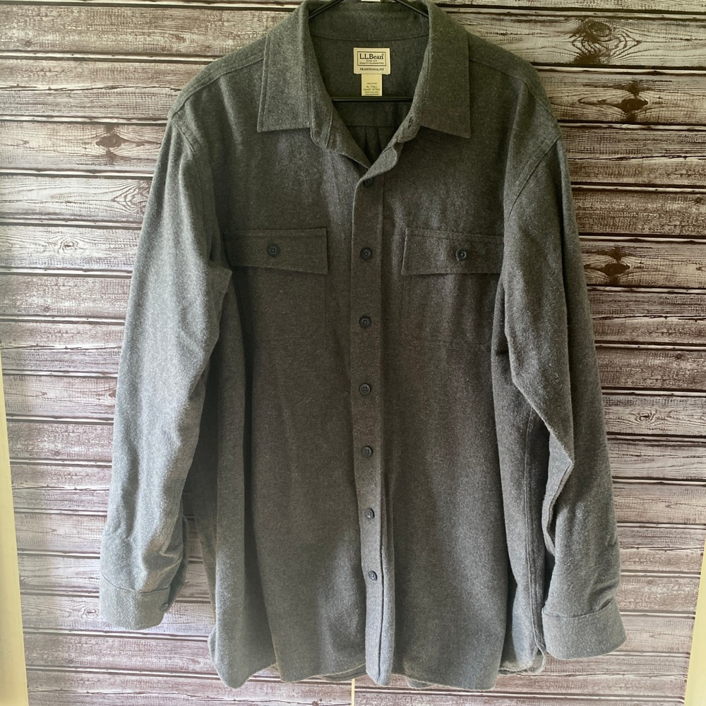 LL Bean Men's Traditional Fit Flannel Long-Sleeved Button-Down Shirt Sz XL Tall‎